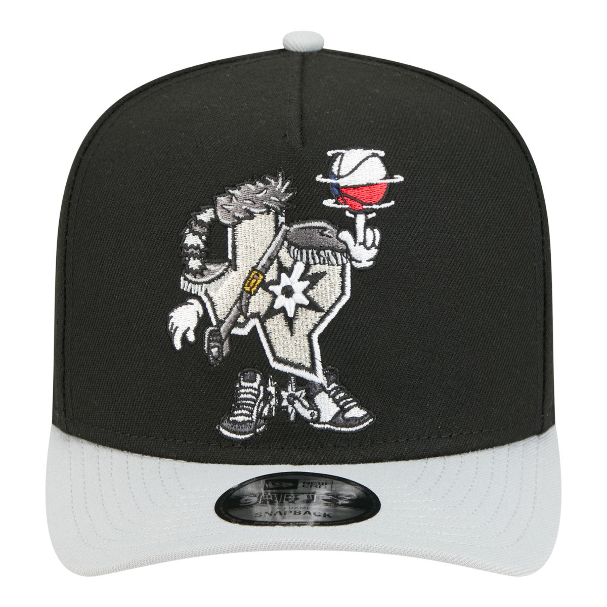 San Antonio Spurs Injection Cartoon Logo A-Frame 9FIFTY Adjustable Hat - Black | New Era shop
