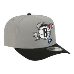 Brooklyn Nets Injection Cartoon Logo A-Frame 9FIFTY Adjustable Hat - Gray | New Era cheap