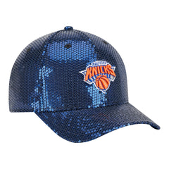 New York Knicks Women's Sequin M-Crown 9FORTY Adjustable Hat - Blue | New Era cheap