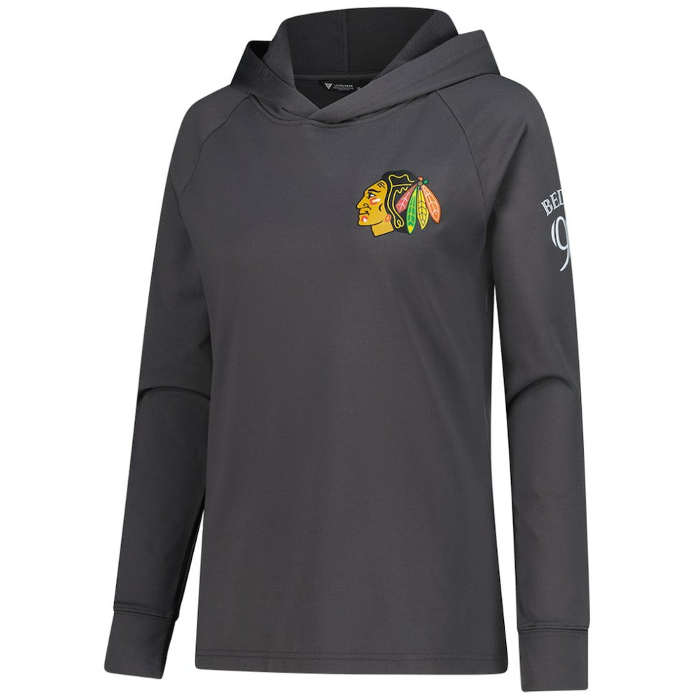 Connor Bedard Chicago Blackhawks Levelwear Women's Impression Name & Number Raglan Hoodie
