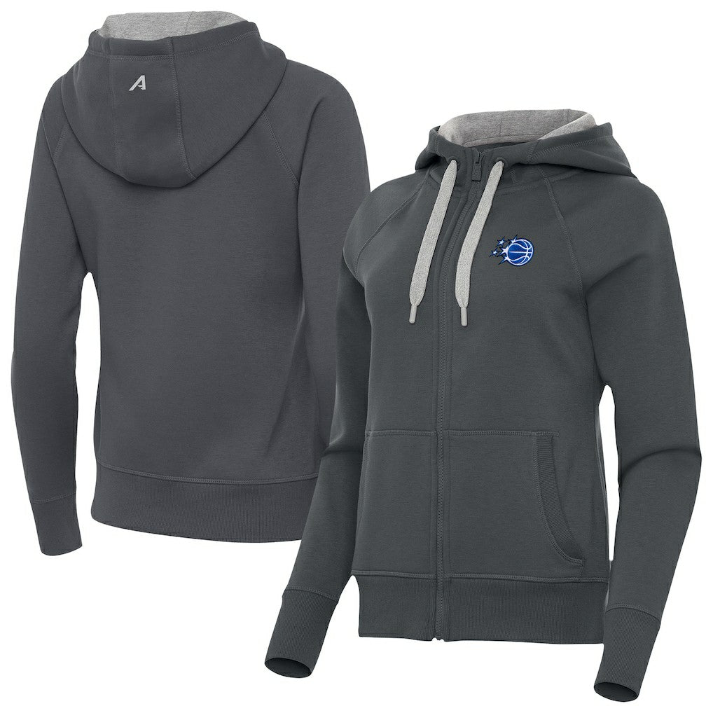 Orlando Magic Antigua Women's New Logo Victory Full-Zip Hooded Sweatshirt - Charcoal for sale