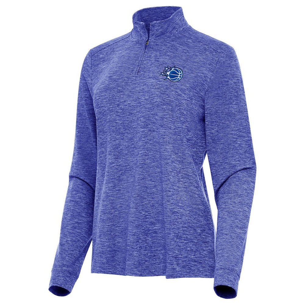 Orlando Magic Antigua Women's New Logo Mentor Long Sleeve Quarter-Zip Mock Polo - Heather Royal for sale