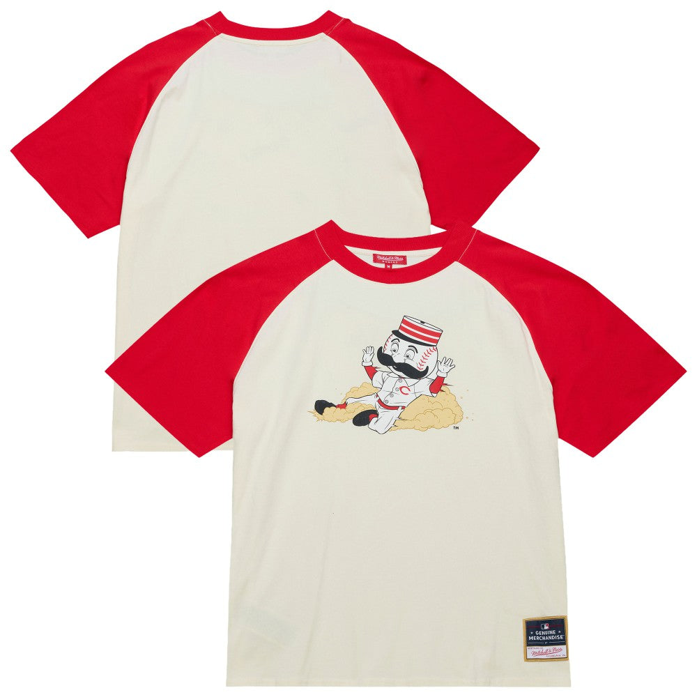 Cincinnati Reds Women's Boyfriend Raglan T-Shirt - Cream | Mitchell & Ness
