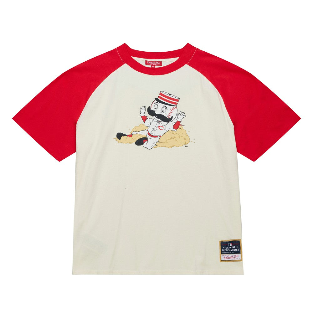 Cincinnati Reds Women's Boyfriend Raglan T-Shirt - Cream | Mitchell & Ness
