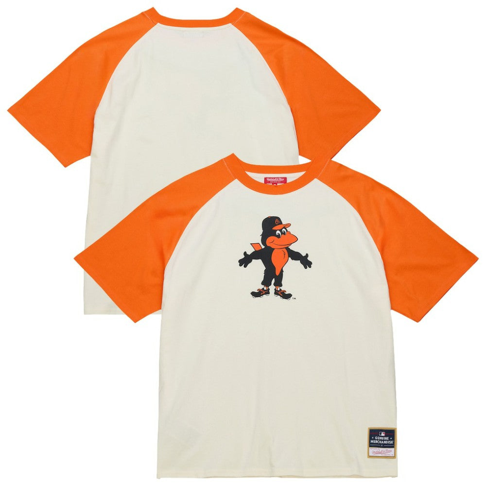 Baltimore Orioles Women's Boyfriend Raglan T-Shirt - Cream | Mitchell & Ness