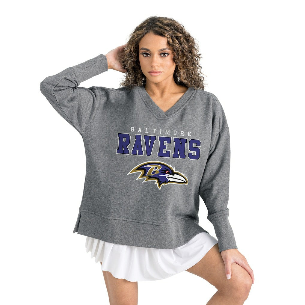 NFL Baltimore Ravens Gameday Couture Women's French Terry V-Neck Pullover Sweatshirt
