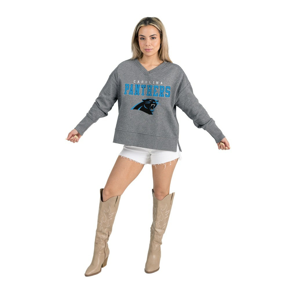 NFL Carolina Panthers Gameday Couture Women's French Terry V-Neck Pullover Sweatshirt