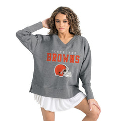 NFL Cleveland Browns Gameday Couture Women's French Terry V-Neck Pullover Sweatshirt