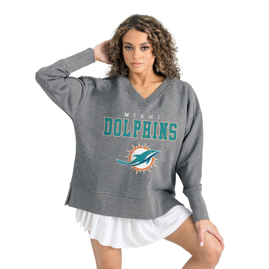 NFL Miami Dolphins Gameday Couture Women's French Terry V-Neck Pullover Sweatshirt