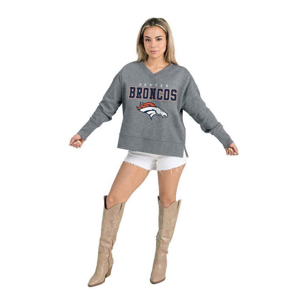 NFL Denver Broncos Gameday Couture Women's French Terry V-Neck Pullover Sweatshirt