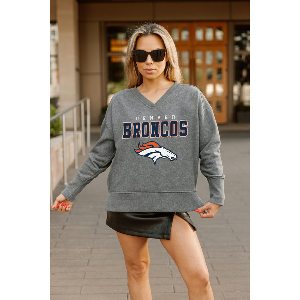 NFL Denver Broncos Gameday Couture Women's French Terry V-Neck Pullover Sweatshirt
