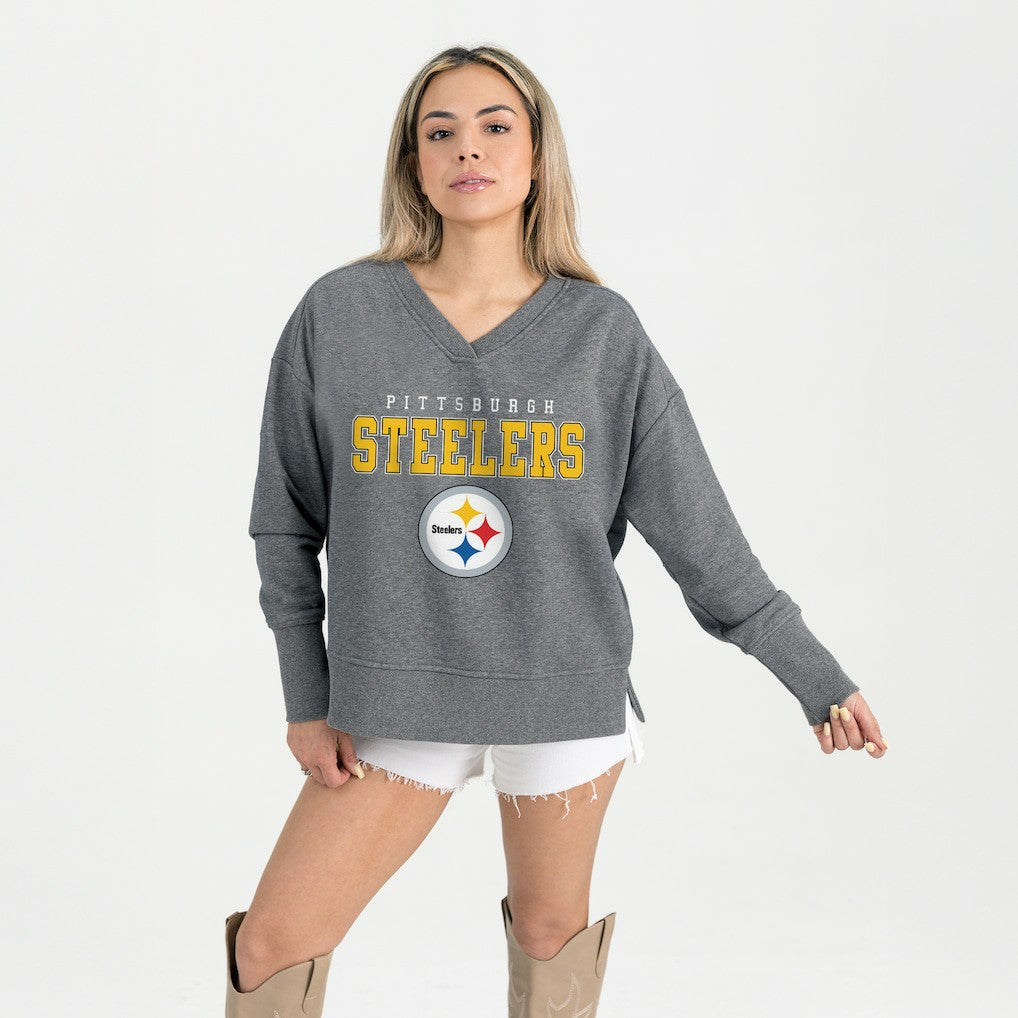 NFL Pittsburgh Steelers Gameday Couture Women's French Terry V-Neck Pullover Sweatshirt