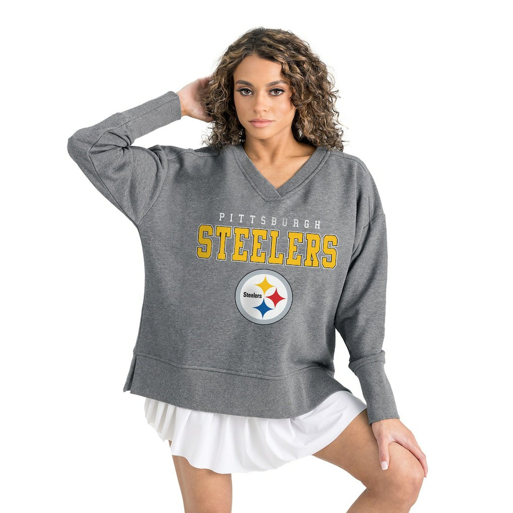 NFL Pittsburgh Steelers Gameday Couture Women's French Terry V-Neck Pullover Sweatshirt