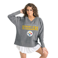 NFL Pittsburgh Steelers Gameday Couture Women's French Terry V-Neck Pullover Sweatshirt