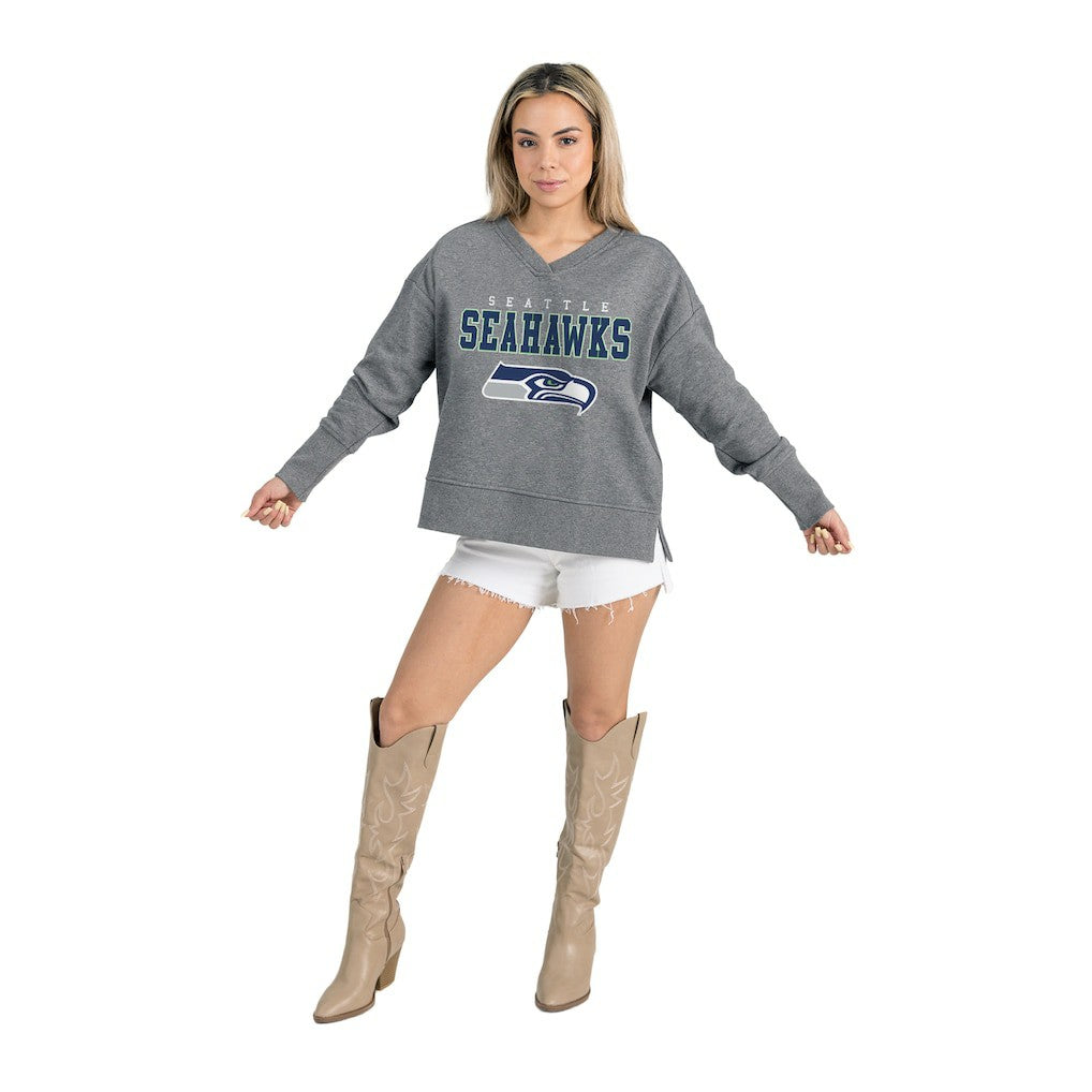 NFL Seattle Seahawks Gameday Couture Women's French Terry V-Neck Pullover Sweatshirt