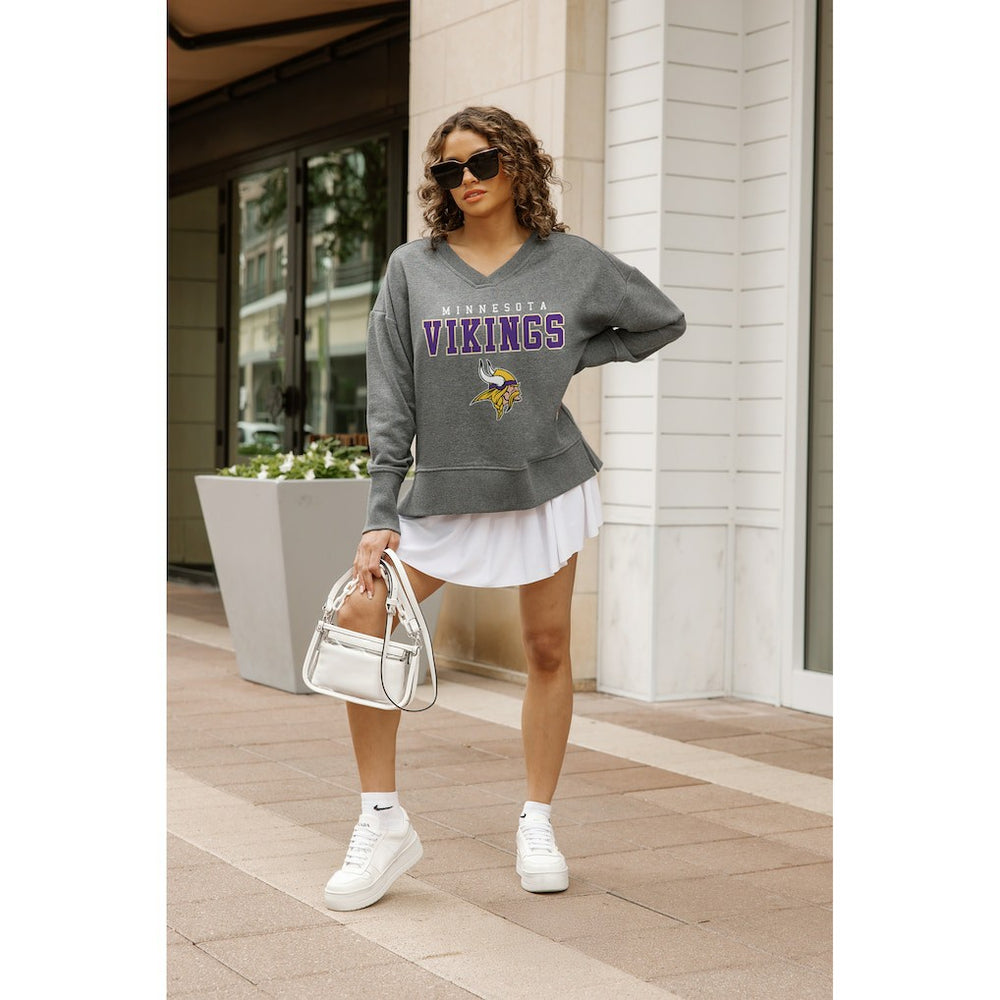 NFL Minnesota Vikings Gameday Couture Women's French Terry V-Neck Pullover Sweatshirt