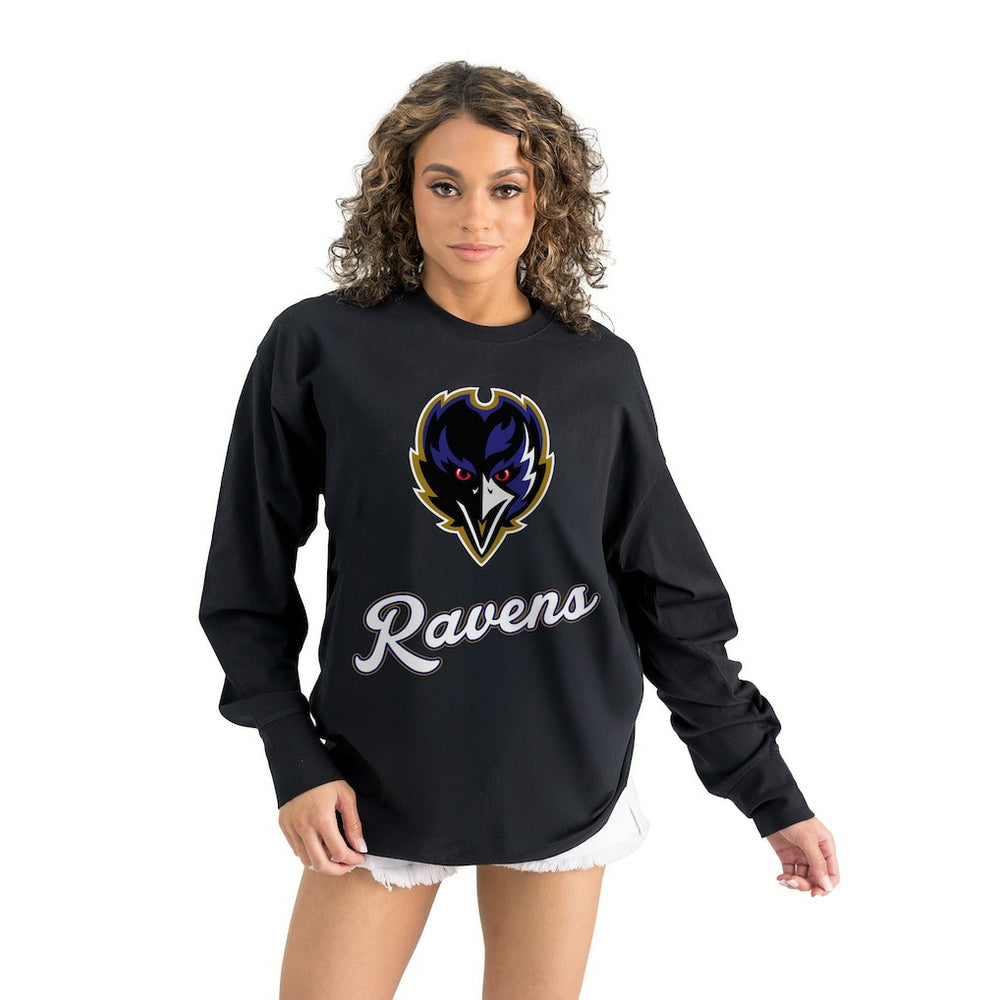 NFL Baltimore Ravens Gameday Couture Women's Oversized Long Sleeve T-Shirt