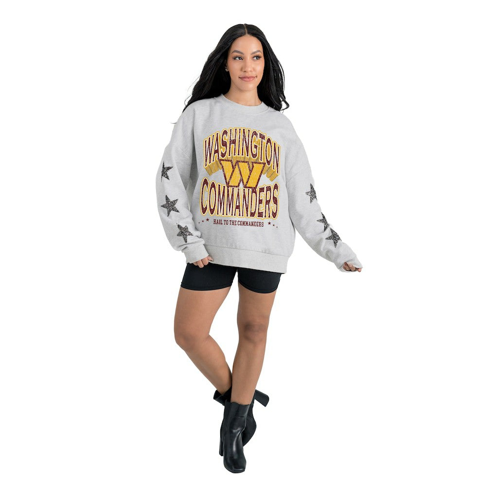 NFL Washington Commanders Gameday Couture Women's Resilience Relaxed Rhinestone Pullover Sweatshirt