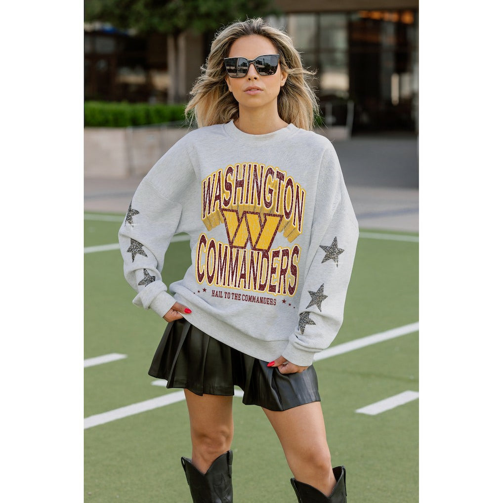 NFL Washington Commanders Gameday Couture Women's Resilience Relaxed Rhinestone Pullover Sweatshirt