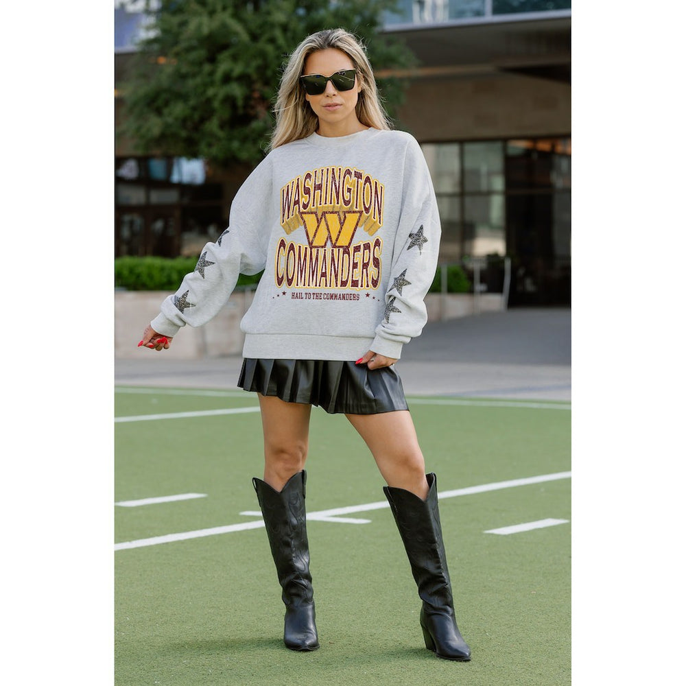NFL Washington Commanders Gameday Couture Women's Resilience Relaxed Rhinestone Pullover Sweatshirt