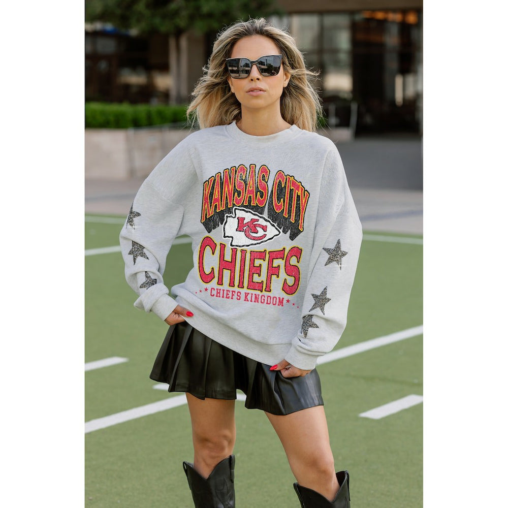 NFL Kansas City Chiefs Gameday Couture Women's Resilience Relaxed Rhinestone Pullover Sweatshirt
