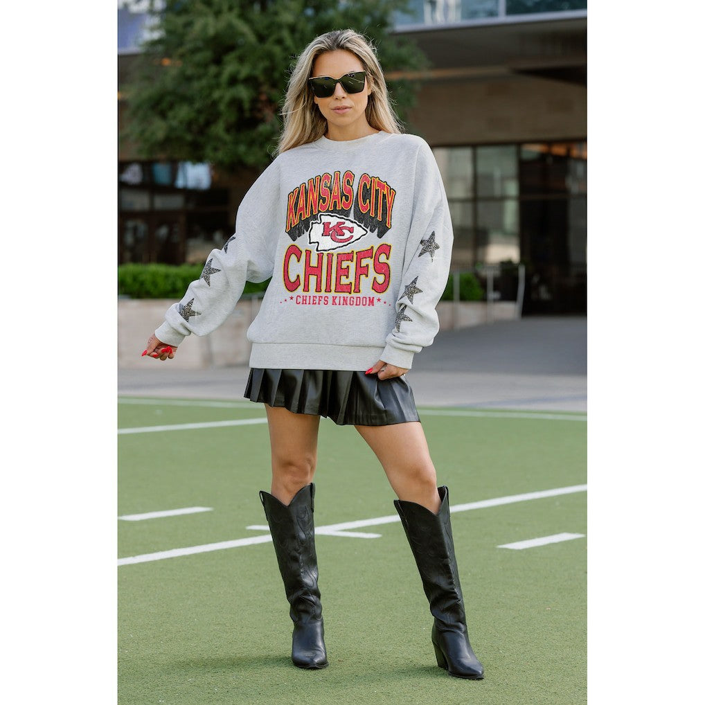 NFL Kansas City Chiefs Gameday Couture Women's Resilience Relaxed Rhinestone Pullover Sweatshirt