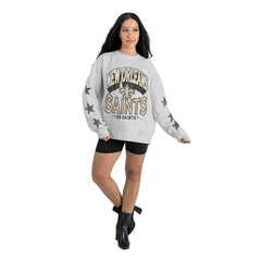 NFL New Orleans Saints Gameday Couture Women's Resilience Relaxed Rhinestone Pullover Sweatshirt