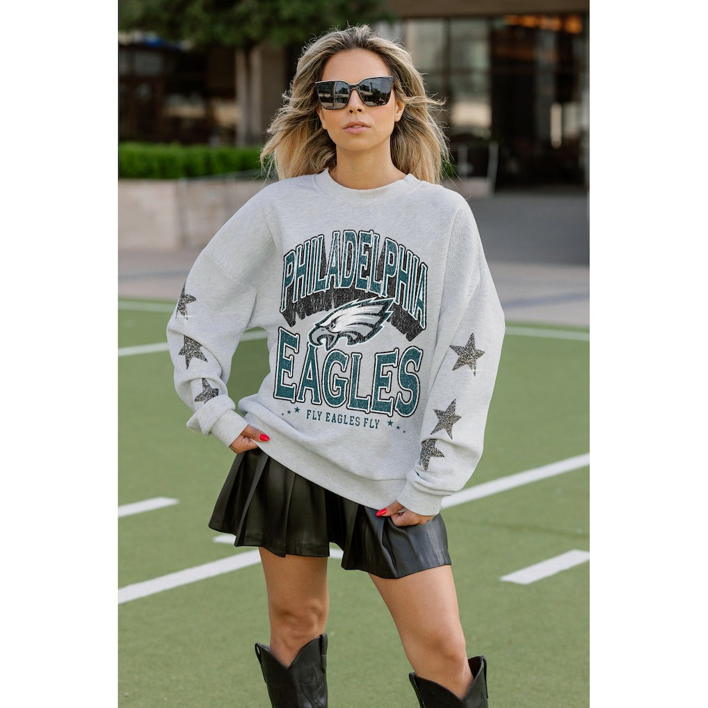NFL Philadelphia Eagles Gameday Couture Women's Resilience Relaxed Rhinestone Pullover Sweatshirt