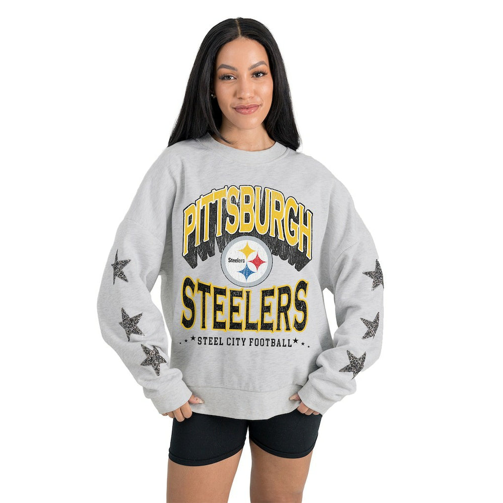 NFL Pittsburgh Steelers Gameday Couture Women's Resilience Relaxed Rhinestone Pullover Sweatshirt
