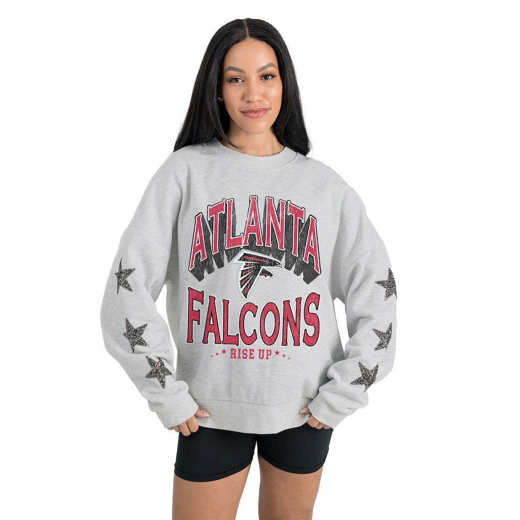 NFL Atlanta Falcons Gameday Couture Women's Resilience Relaxed Rhinestone Pullover Sweatshirt