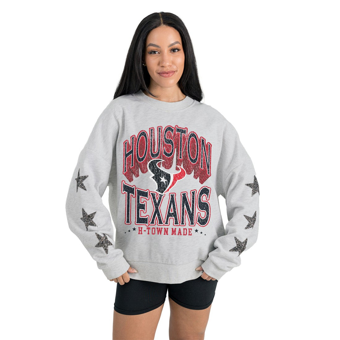 NFL Houston Texans Gameday Couture Women's Resilience Relaxed Rhinestone Pullover Sweatshirt