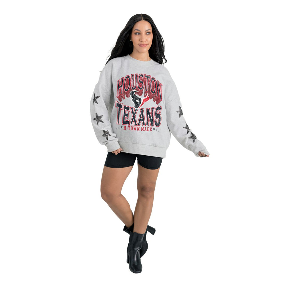 NFL Houston Texans Gameday Couture Women's Resilience Relaxed Rhinestone Pullover Sweatshirt