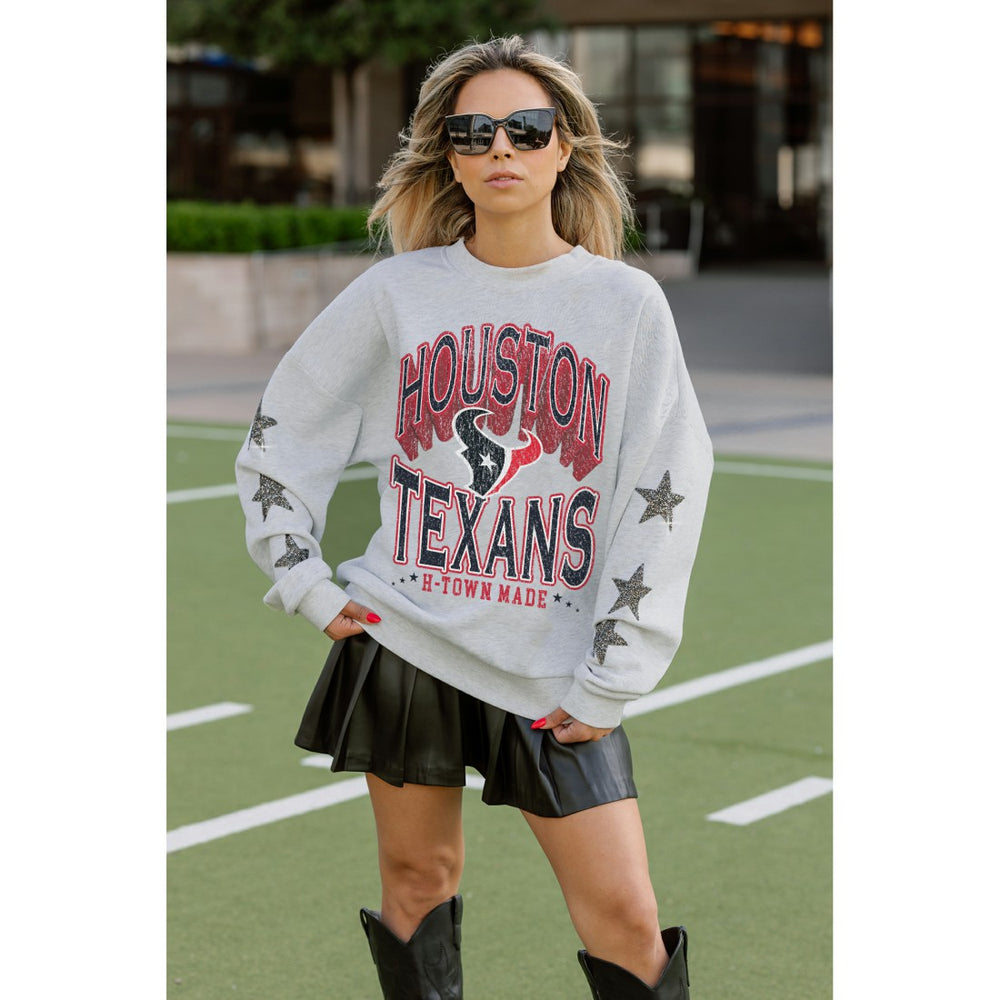 NFL Houston Texans Gameday Couture Women's Resilience Relaxed Rhinestone Pullover Sweatshirt