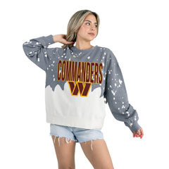 NFL Washington Commanders Gameday Couture Women's Oversized Faded Wash Tri-Blend Pullover Sweatshirt
