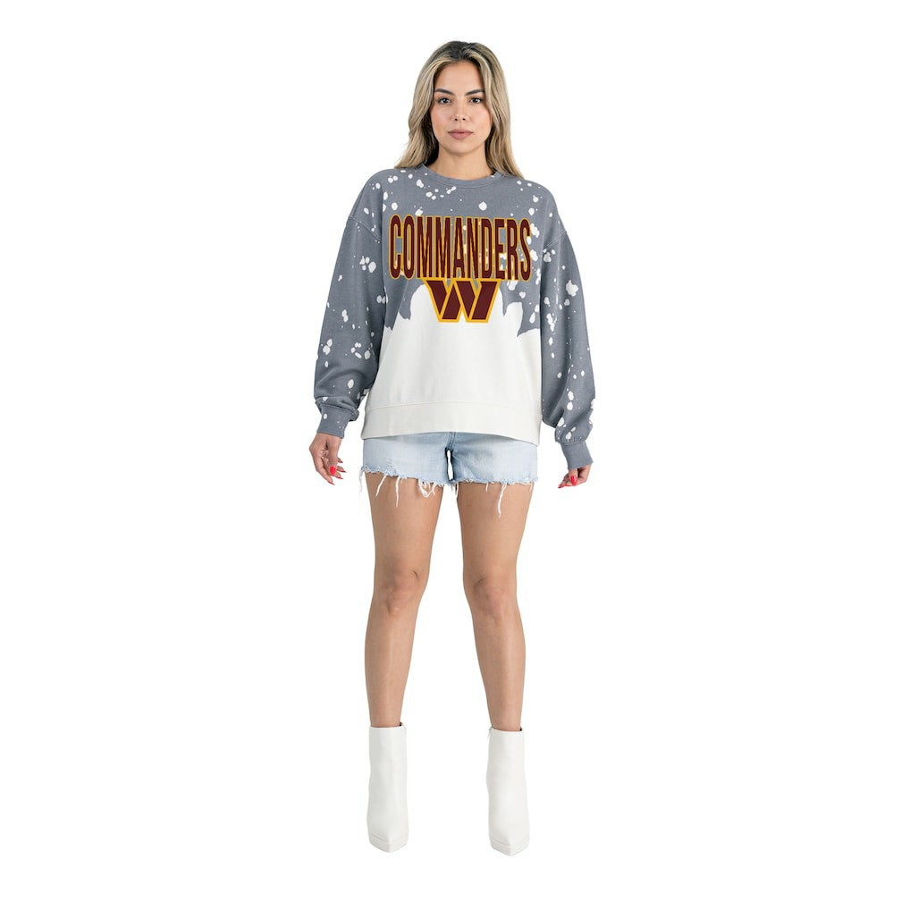 NFL Washington Commanders Gameday Couture Women's Oversized Faded Wash Tri-Blend Pullover Sweatshirt