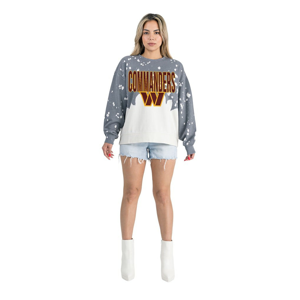 NFL Washington Commanders Gameday Couture Women's Oversized Faded Wash Tri-Blend Pullover Sweatshirt