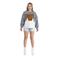 NFL Washington Commanders Gameday Couture Women's Oversized Faded Wash Tri-Blend Pullover Sweatshirt