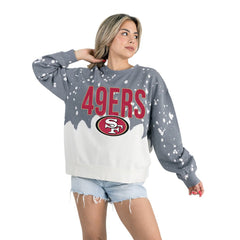 NFL San Francisco 49ers Gameday Couture Women's Oversized Faded Wash Tri-Blend Pullover Sweatshirt