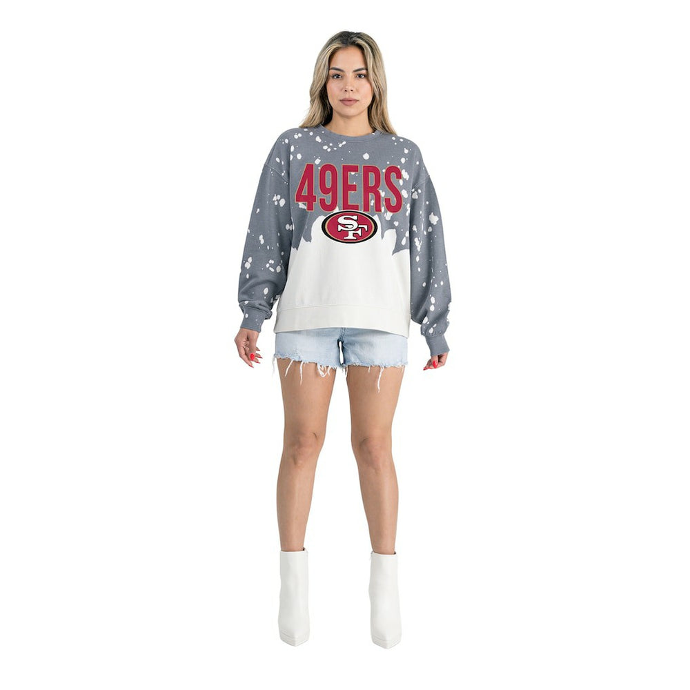 NFL San Francisco 49ers Gameday Couture Women's Oversized Faded Wash Tri-Blend Pullover Sweatshirt