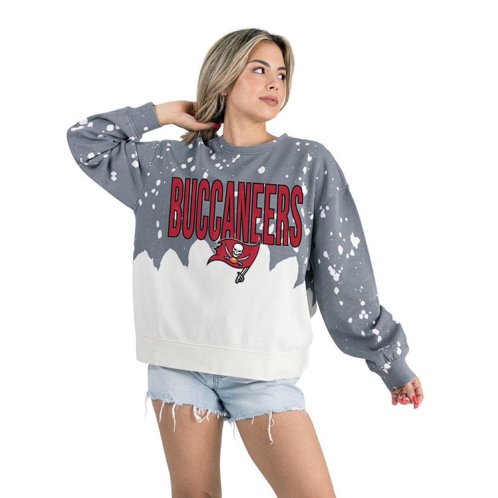 NFL Tampa Bay Buccaneers Gameday Couture Women's Oversized Faded Wash Tri-Blend Pullover Sweatshirt