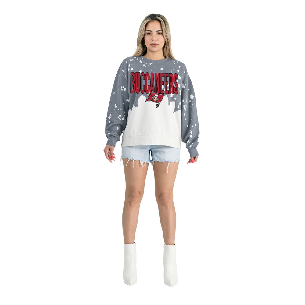 NFL Tampa Bay Buccaneers Gameday Couture Women's Oversized Faded Wash Tri-Blend Pullover Sweatshirt