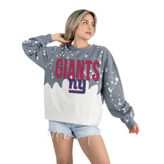 NFL New York Giants Gameday Couture Women's Oversized Faded Wash Tri-Blend Pullover Sweatshirt