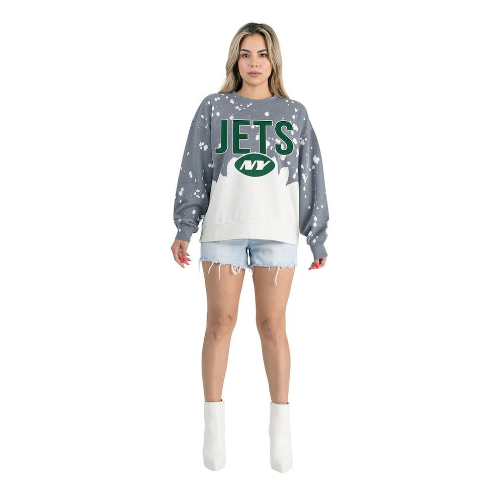 NFL New York Jets Gameday Couture Women's Oversized Faded Wash Tri-Blend Pullover Sweatshirt