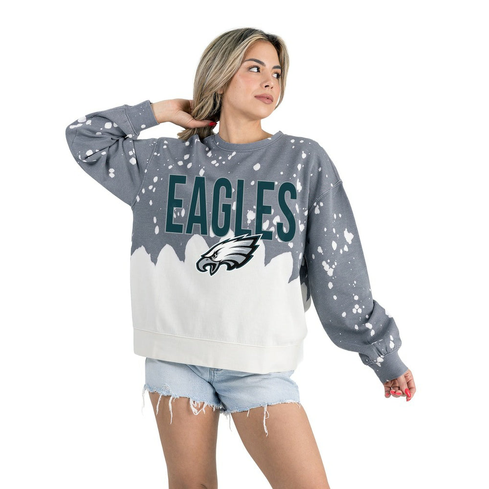 NFL Philadelphia Eagles Gameday Couture Women's Oversized Faded Wash Tri-Blend Pullover Sweatshirt