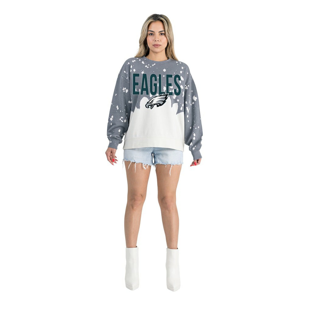 NFL Philadelphia Eagles Gameday Couture Women's Oversized Faded Wash Tri-Blend Pullover Sweatshirt