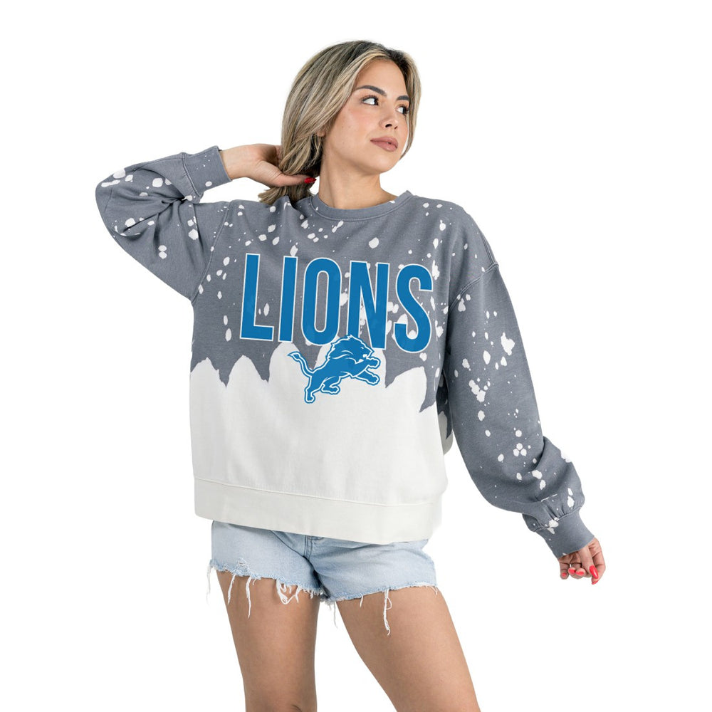 NFL Detroit Lions Gameday Couture Women's Oversized Faded Wash Tri-Blend Pullover Sweatshirt