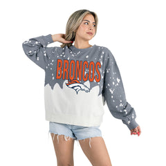NFL Denver Broncos Gameday Couture Women's Oversized Faded Wash Tri-Blend Pullover Sweatshirt