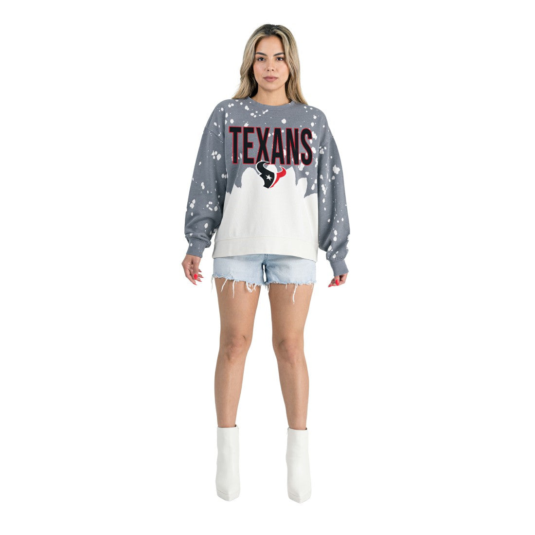 NFL Houston Texans Gameday Couture Women's Oversized Faded Wash Tri-Blend Pullover Sweatshirt