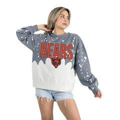 NFL Chicago Bears Gameday Couture Women's Oversized Faded Wash Tri-Blend Pullover Sweatshirt