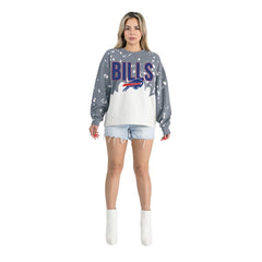 NFL Buffalo Bills Gameday Couture Women's Oversized Faded Wash Tri-Blend Pullover Sweatshirt
